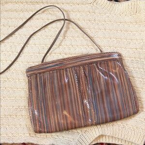 Striped Brown, Tan and Blue Snakeskin Women's Bag